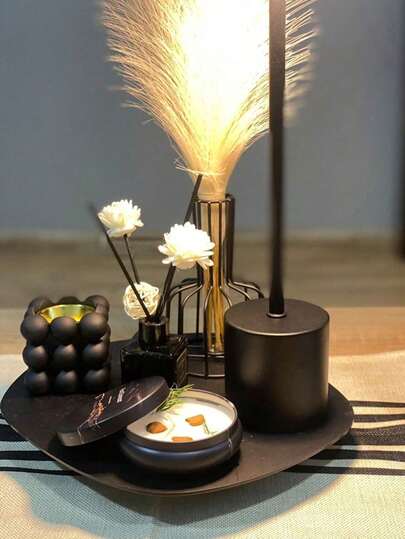 1pc Minimalist Acrylic Mirror Tray Decor, Asymmetrical Curved Shape Desktop Ornament, Photography Prop, Home Decor, Nordic Style, Jewelry & Cosmetic Display