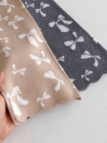 韩国INS风秋季女宝宝针织提花卫衣套装带蝴蝶结长裤两件套 - 杏色 - 查看 6