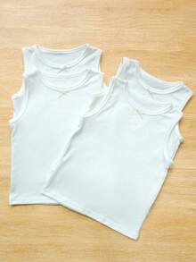 4pcs Girls Cute White Bow Camisole, Suitable For Girls To Wear As Undershirt Or Outerwear, All Seasons - White - View 5