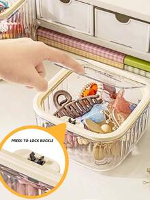1pc/2pcs Transparent Children's Hair Accessory Storage Box, Girl's Hair Clip Headdress Headband Classification Box, Transparent Rubber Band Hair Tie Jewelry Bucket, Press-Type Elastic Lid, Easy To Use, Large-Capacity Hair Accessory Box, Multi-Functional Sundry Storage Jar, Suitable For Bathroom, Bedroom And Campus Dormitory.(Tip: There Is An Installation Video On The Homepage)