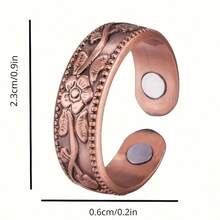 1 pièce Anneau en cuivre pour drainage lymphatique féminin, anneau magnétique pour traitement du drainage lymphatique, anneau de pouce en cuivre réglable pour soulager les douleurs d'arthrite et le syndrome du canal carpien