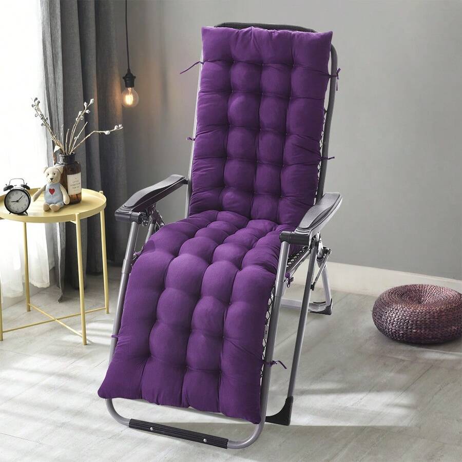 Lounge Chair Cushion Reclining Waterproof Camping Lounge Chair Cushion Pad Replacement Patio Chaise Lounge Cushion - 紫色 - 查看 1