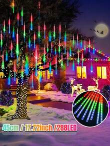 1pc Solar Meteor Shower Light 8-Tube IP65 Waterproof, Suitable For Garden, Courtyard, Trees, Eaves, Festivals, Parties, Outdoor Streets, Fences, New Year, Christmas, Halloween Decoration, Outdoor Fairy Garden Light-30/45CM - White - View 10