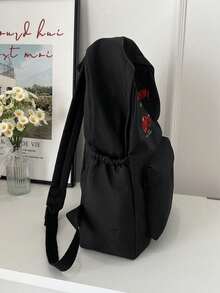 Rucsac casual de mare capacitate, ghiozdan minimalist la modă pentru studenți, rucsac de călătorie unisex, cadou pentru prieteni, mamă, profesori - Negru - Vizualizare 5