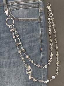 Bistrat Lucky Dice Pantaloni Lanț Retro Talie Moda Asociere Bărbați și Femei Îmbrăcăminte Versatil Accesorii de Lux Y2K Hip Hop Bijuterii - Argint - Vizualizare 13