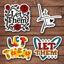 1/2/5 miếng dán truyền cảm hứng "Let Them" - Miếng dán sức khỏe tinh thần và chăm sóc bản thân có họa tiết trái tim, giấy, dùng cho sổ tay Bullet Journal, sổ kế hoạch, máy tính xách tay, bình nước, ốp điện thoại - Thiết kế màu xanh ngọc và trắng thanh lịch - Nhiều màu - Xem 2