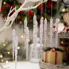 12pcs Christmas Icicle Ornaments, Transparent Ice Shard Decorations, Christmas Tree Hanging Accessories