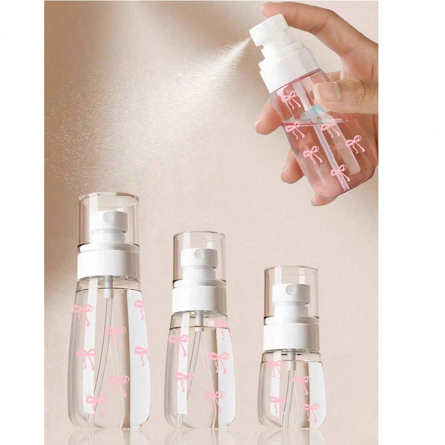 Bowknot Pattern Ultra-Fine Mist Spray Bottles, Plastic Travel Perfume Refill Bottles,Portable Alcohol Spray Bottle For Travel, Travel Perfume Refill Bottles, For Travel Perfume Toners,Face & Hair Mist, Home Decor For Living Room, Bedroom, Bathroom, Travel Accessories, Wedding, Party, Birthday Gifts For Men, Moms, Dads, Friends, New Year, Supplies, Funny Gifts,Travel Essentials