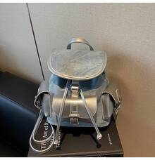 2025 New Fashion Backpack Outdoor Travel Texture Single Shoulder Crossbody Bag Solid Color Backpack Handheld - Black - View 9