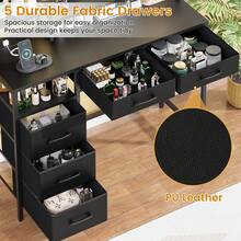 Vanity Desk With Mirror And Lights, 3 Color Modes With Adjustable Brightness, 5 Spacious Fabric Drawers & Open Storage Shelves, Modern Makeup Vanity Table For Bedroom - 查看 5