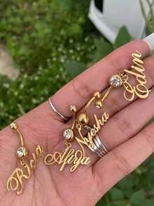 One Piece Custom Fashion Charm Custom Name Sexy Belly Button Piercing Belly Button Ring Personalized Letter Love Pendant Synthetic Jewelry Home Party Gift For Girlfriend Or Lover Birthday Gift, Valentine's Day Gift - Gift Box - View 3