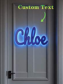 1pc Customized Illuminated Name Plate, Personalized TPU Name Plate, Home Decor Personalized Plaque With Lighting Effect, 3D Printed, Personalized Bedroom Or Indoor Decoration, Easy To Hang And Install, Suitable For Room, Wall, Door, Nursery, Kids Room, Bedroom Decor, Multi-Functional, Durable, Decorative - Multicolor - View 9