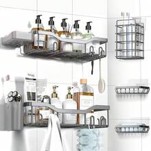 Shower Caddy Adhesive Shower Organizer 7-Pack, Rustproof Stainless Steel Bathroom Shelves, Large Capacity No-Drill Rack Storage Accessories With Soap Dish Toothbrush Holder &24 Hooks Home Decor - 灰色 - 查看 12
