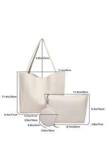 Túi đeo vai dung tích lớn 3 chiếc, túi đeo vai, túi đi làm thời trang công sở, ví cầm tay, thích hợp cho việc mua sắm, ví, mua sắm, phụ nữ trẻ, sinh viên đại học, cặp đôi mới cưới, nhân viên văn phòng. Thích hợp cho văn phòng, trường đại học, công việc, kinh doanh, đi làm, hoạt động ngoài trời, du lịch và dã ngoại - trắng - Xem 8