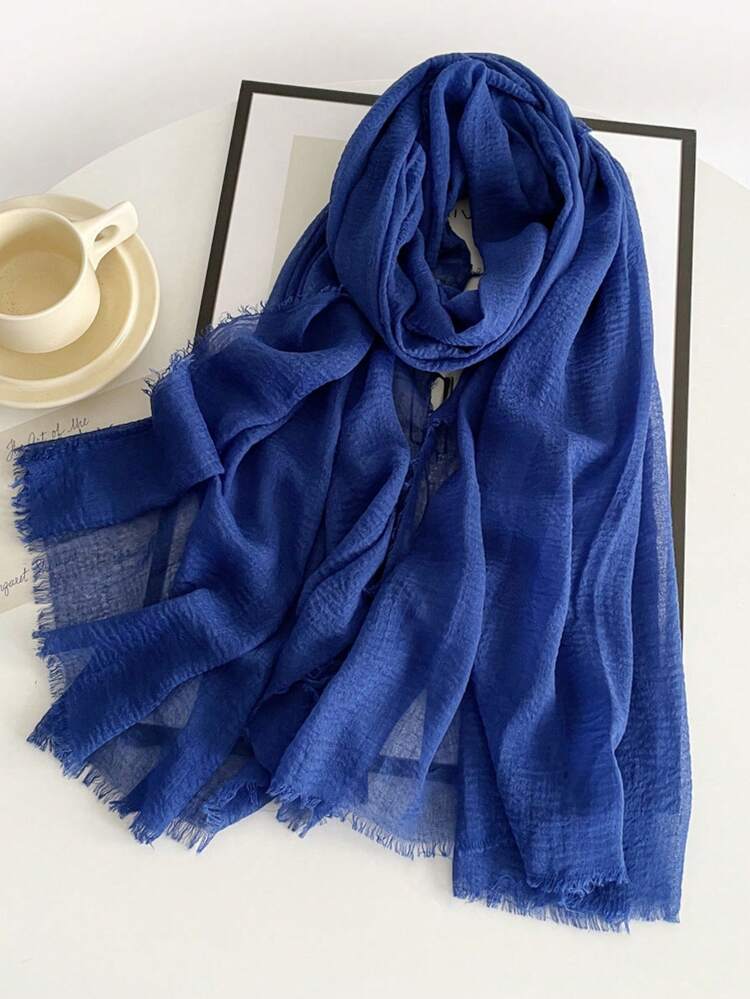 1 Piece Solid-Colored Linen Scarf For Women, Vintage Solid Color Medium-Length Scarf, Decorative Long Shawl For Dress,Beach,Holiday - Multicolor - View 2