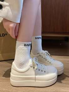 Fashionable Spring Dad Platform Sneakers In Synthetic Material - Beige [upgraded Solid Soft Sole] - View 8