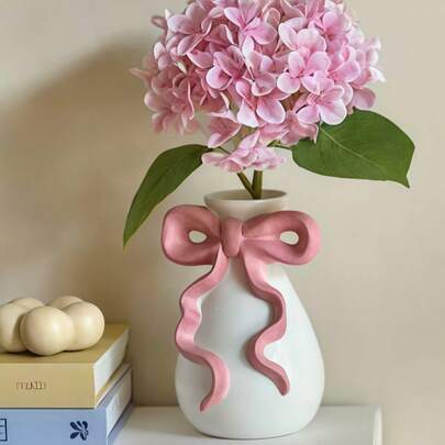 Joivida 1个时尚树脂花瓶，带蝴蝶结装饰，少女风家居装饰花瓶，浪漫婚礼装饰蝴蝶结造型树脂花瓶，结婚礼物，毕业礼物，生日礼物，节日礼物，送给女朋友/男朋友的礼物，房间装饰花瓶，情人节花瓶