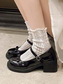 1 Pair Teenage Girls' Fashion Platform Loafers, Butterfly Decor Sweet School Style, New Spring Casual Shoes