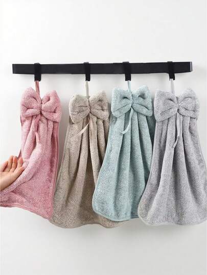 1 件简约纯色蝴蝶结手巾，超柔软吸水个性化毛巾，浴室装饰，浴室配件，多用途多功能毛巾