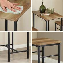 SoBuy OGT10-PF, Bar Set-1 Bar Table And 2 Stools, Home Kitchen Breakfast Bar Set Furniture Dining Set - Brown - View 12