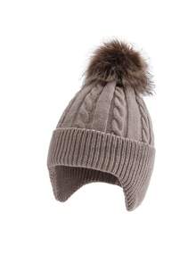 1 件儿童针织帽，带绒球，保暖护耳，适合男孩和女孩，秋冬季 - 1PC - 查看 16