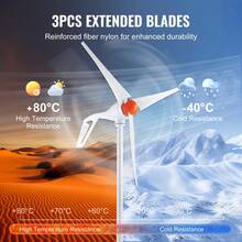 500W Wind Turbine Generator With Anemometer, 12V Wind Turbine Kit, 3-Blade Wind Power Generator, MPPT Controller And Adjustable Windward Direction, Suitable For Home, Farm, RVs And Boats - Orange - View 5