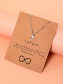 1 件浪漫优雅水晶泪珠吊坠项链，适合送给妈妈、朋友、女朋友的多功能礼物（附带卡片包装） - 銀色 - 查看 2