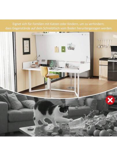 Folding Bureau 120*55cm Multifunctional, Foldable, European Plugs, Clamshell To Hide Clutter Families Cats Babies view 8