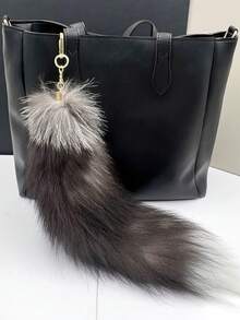 可爱的 1 件狐狸尾巴设计汽车钥匙扣适合日常使用汽车配件包饰背包学校哥特 Y2k 万圣节配件教师节圣诞节礼物创意包饰挂绳带身份证夹汽车配件包饰 - 深灰色 - 查看 10