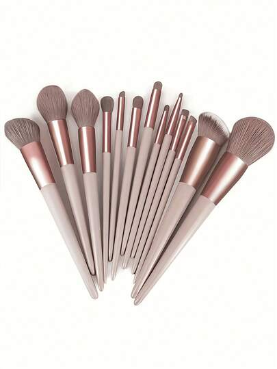 Juego de 13 piezas de brochas de maquillaje profesionales, juego de brochas de maquillaje para damas, brochas suaves y esponjosas para maquillaje profesional de base, sombras de ojos y maquillaje mixto, herramientas de belleza, incluida una esponja de maquillaje, regalos de belleza, maquillaje para principiantes en cualquier color marrón, herramientas de maquillaje, fibras suaves, fácil de transportar, set de viaje, artículos de viaje, vacaciones, playa, regalos para mujeres y niñas