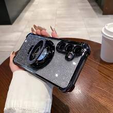 （支架）1 件装极简支架手机壳，太空主题，防摔/TPU 硅胶软边高端保护壳，防尘孔边加厚奢华手机壳，兼容三星 Galaxy S24 Ultra/S24 Plus/S24/S23 Ultra/S23 Plus/S23/S22 Ultra/S22 Plus/S22/S21 Ultra/S21 Plus/S21 FE/S23 FE/S20 Ultra/S20 Plus/S20 FE，支架电镀 + TPU 硅胶软边全包覆男女通用高端保护壳，兼容 OPPO - 銀色 - 查看 6