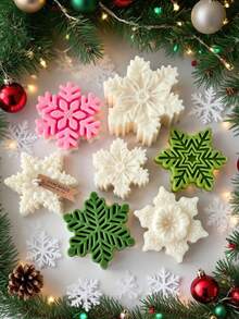 1 pieza Molde de silicona 3D en forma de copo de nieve navideño - Para velas, jabón, resina y manualidades de arcilla blanda/pegamento de goteo, herramienta decorativa de arte manual