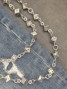 Bistrat Lucky Dice Pantaloni Lanț Retro Talie Moda Asociere Bărbați și Femei Îmbrăcăminte Versatil Accesorii de Lux Y2K Hip Hop Bijuterii - Argint - Vizualizare 11