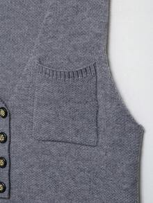 YROOE Fashion Women's Casual Niche Asymmetrical Design Knitted Vest Sweater Vest - Grey - View 9