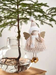 1Pc Knitted Angel Pendant, Christmas Hanging Ornament, Christmas Decorations, Cute Elf Home Decoration Ornament, Christmas Tree Decoration, Holiday Festival Party Supplies, Xmas Decor, Christmas Gift, Christmas Pendent