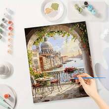 1PC Painting By Number For Adults Beginner, DIY Gift Canvas Painting Kits, Beautiful View Oil Painting Kit, DIY Paint Adult Crafts For Gift Home Wall 12x16inch