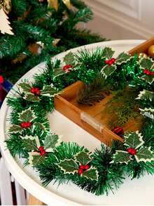 10 piezas de bayas de acebo artificial, bayas falsas con hojas verdes, decoración de flores de bayas artificiales para manualidades navideñas, tallos de bayas de acebo rojo falso para coronas, centros de mesa y decoración de cajas de regalo