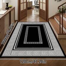 1pc Luxury Nordic Modern Abstract Geometric Area Rug, Circular Pattern Rectangle Soft Faux Wool Washable Carpet, Suitable For Living Room, Bedroom, Entryway, Bathroom, Hallway, Patio, Kitchen, Indoor Outdoor, All Season Large Size Mat, Classic Black Gray - Home Decor - Multicolor - View 15
