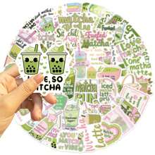 50PCS Matcha Girl Stickers Vinyl Stickers Scrapbook, Journaling, Laptop, Bumper, Skateboard, Water Bottles, Computer, Phone, Cartoon, Hard Hat, Car Stickers And Decals - Multicolor - View 4