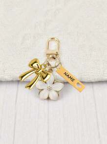 1 pieza Llavero personalizado de flor de cerezo de metal con lazo, diseño ligero y elegante de flor de cerezo con etiqueta accesorio, adecuado para bolso, llaves de coche, regalos de pareja y vacaciones, regalos personalizados