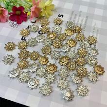20pcs Snowflake Cabochon Metal Base Strass Glitter Rhinestone Buttons For Clothing Shoes Bags Accessories DIY Crafts - Multicolor - View 9