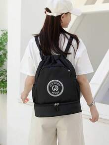 MOCHILA DEPORTIVA UNISEX, BOLSA DE VIAJE IMPERMEBLE MULTIFUNCIONAL - Blanco y Negro - Ver 2