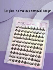 100pcs/Pack Graphic Dog Style Disposable Self-Adhesive False Eyelashes, Fluffy & Natural Look Lash Clusters,Eye Lash Clusters,Individual Eyelashes,Lashes,Fake Lashes - màu đen - Xem 3