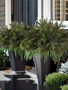 2 件人造圣诞松针枝、假松果和树枝花束，逼真植物，适用于户外派对活动、节日装饰、万圣节生日、婚礼花园庭院门口餐厅客厅卧室和家居装饰 - 綠色 - 查看 11