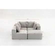 Oversized L-Shaped Modular Sofa - Modular Sofa With Soft, Deep Seat, No Assembly Required, Available In Multiple Colors, Memory Foam Cushions And Springs, Imitation Rabbit Fur Texture, Modern Living Room Furniture For Large Spaces, Space-Saving Design, Easy-To-Clean Fabric, Luxury Sofa For Apartments And Homes, Classic Minimalist Style, No Wooden Parts, Soft And Comfortable, Boneless Modular Sofa, Curved Sofa For Living Room, Single Sofa Bed Foldable, Compression Sofa - 淺灰色 - 查看 5