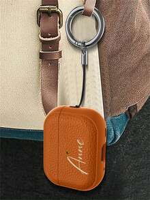 [Customized]Personalized Custom Luxury Name Letter Customized Cover Compatible With 1 2 3 4 Pro 2 Pro 3 Lychee Pattern TPU Earphone Case