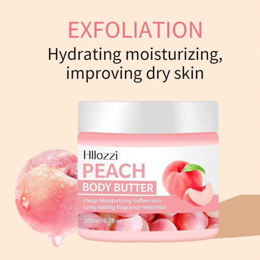 1pc Juicy Peach Body Butter - Whipped Deep Moisturizer For Silky Smooth Skin, Long-Lasting Fruit Scented Hydrating Cream For Radiant Glow - Multicolor - View 1