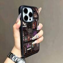 1个复古骷髅头和魔法药水水晶球书架图案TPU手机壳，兼容国际版，非国内版 - 黑色 - 查看 5