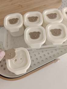 8pcs/4pcs + Tray Cute Bear Silicone Baby Food Storage Containers, Freezer Trays, Snack Boxes With Lids, Meal Prep Containers, Ice Cube Trays - Multicolor - View 6