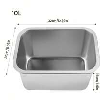 Shoze 10 Litre Washing Up Bowl Stainless Steel Large Square Kitchen Container Versatile Sink Washing Basin Mixing Bowl - M - View 3